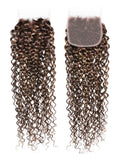 Petaluxe Honey Blonde Highlighted Jerry Curly 4x4 Free Part Closure