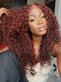 Petaluxe [20"=$99] 6x4.5 Pre Cut Transparent Lace Bleached Knots Put On And Go Reddish Brown Kinky Curly Air Wig Pre-Plucked Hairline