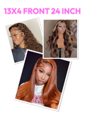 Petaluxe [All 24"=$149] 200%/ 180% Density 13x4 Front Lace Chocolate Brown/ Honey Highlights/ Burnt Orange Wigs