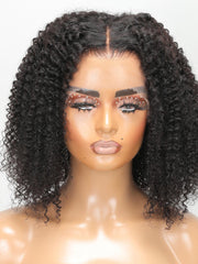 13x4 Lace Front Black Deep Curly Bob Human Hair Wig