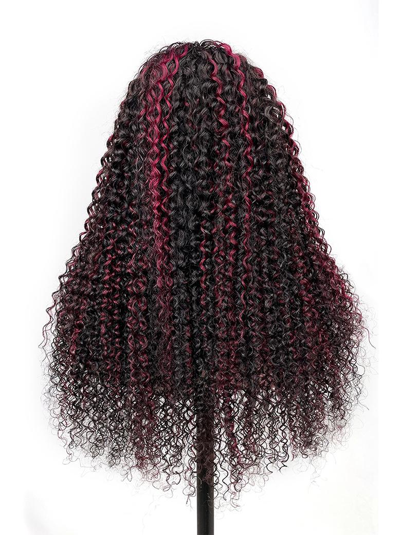 Burgundy Highlighted 13x4 Lace Front Cute Curly Wig