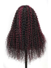 13x4 Lace Front Burgundy Highlighted Cute Curly Wig
