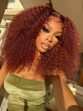 Petaluxe [18in=$69] 13x4 Lace Front Reddish Brown 3C Curly Hair Autumn Warm Color 150% Density