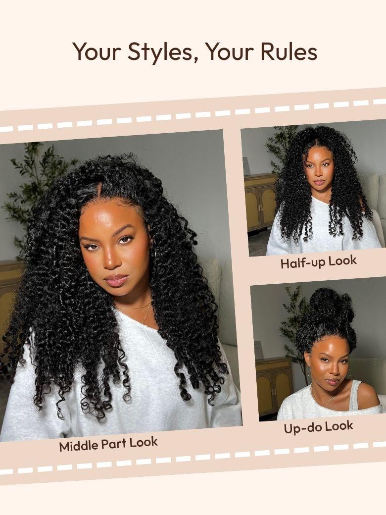 Bye-Bye Knots 7x5 Lace & 13x4 Pre-Everything Curly Texture Premium Hair Drawstring Wig With Finger Coil Ends