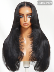 [From 20 Inch] 13x4 Pre-Everything? Lace Frontal Black Feather Layer Cut Straight Glueless