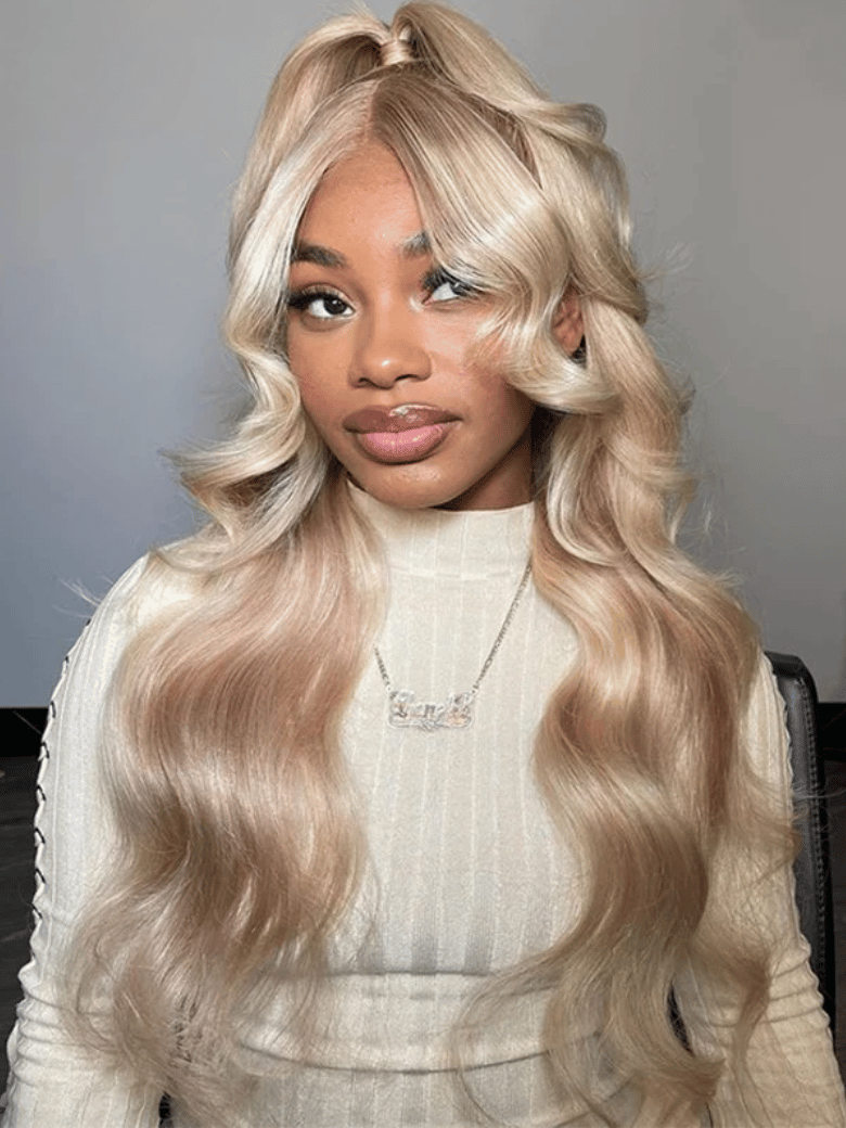 22 Inch Bye-Bye Knots Wig 7x5 Lace Light Brown to Blonde Ombre Loose Wave Wig