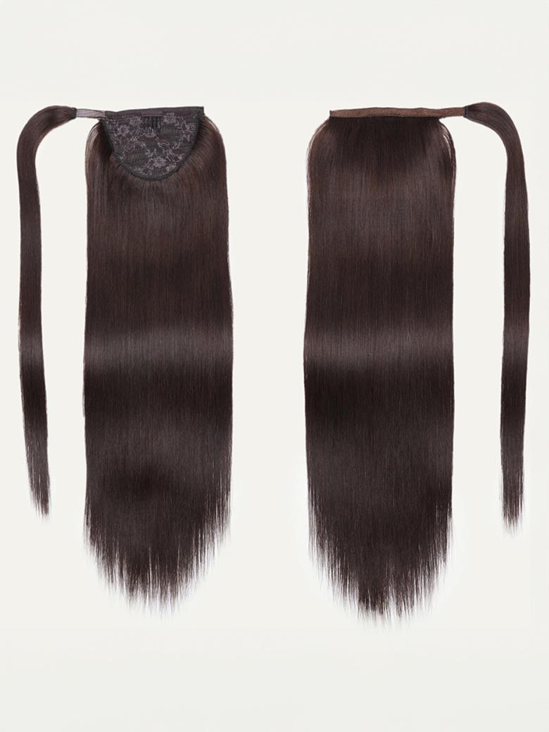 Clip In Ponytail Mocha Brown Straight Human Hair Extension
