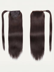 Clip In Ponytail Mocha Brown Straight Human Hair Extension