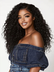 Hair Curly Human Hair 3 Bundles With T Part Lace Closure Virgin Hair Curly Bundles With Closure Full Head Natural Black