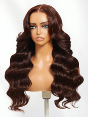 13x4 Pre-Everything? Lace Frontal Mahogany Brown Loose Wave Wig With Face Framing Layers