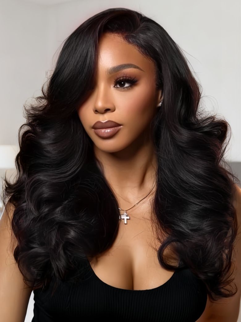 [Ship within 24H] Butterfly Cut 180% Density 100% Human Hair Bye-Bye Knots? 7x5 Lace Body Curls Wig with Feathered Layers & Invisi Drawstring