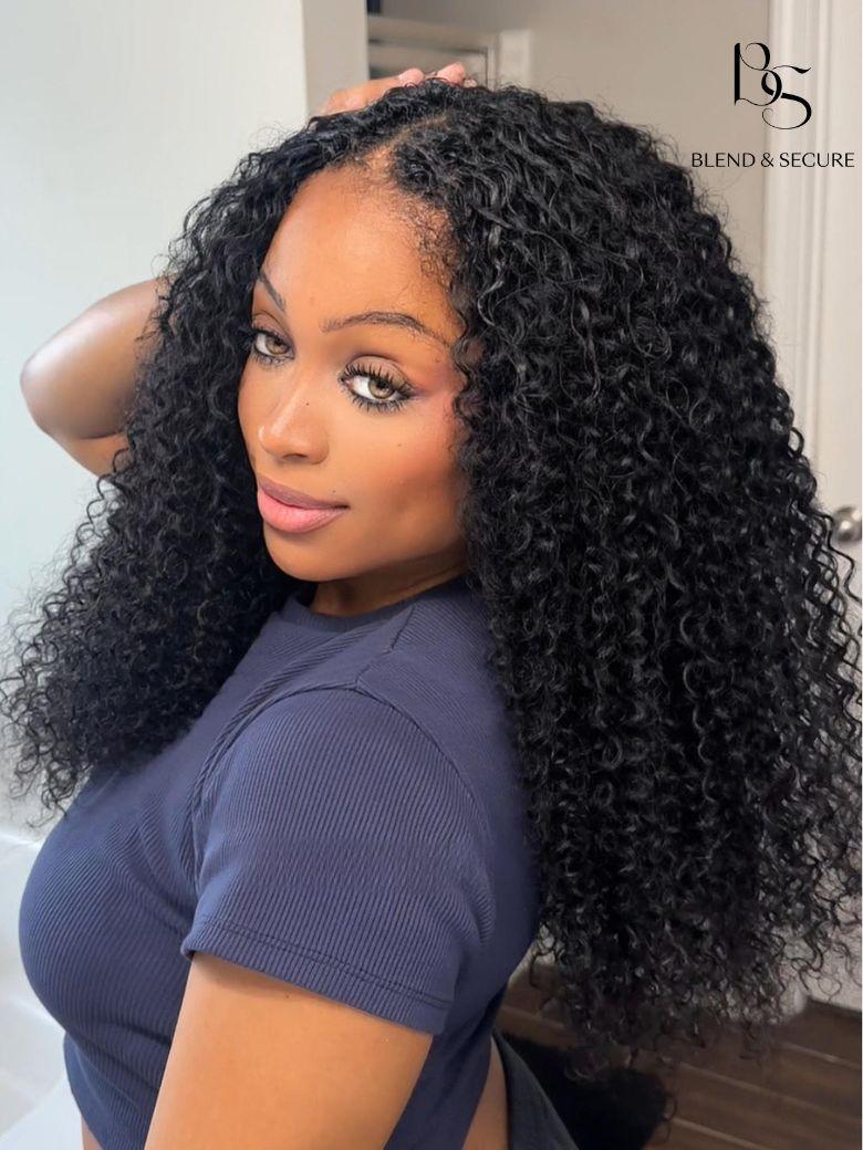 Blend & Secure Half Wig Kinky Curly Glueless Wig for Beginners
