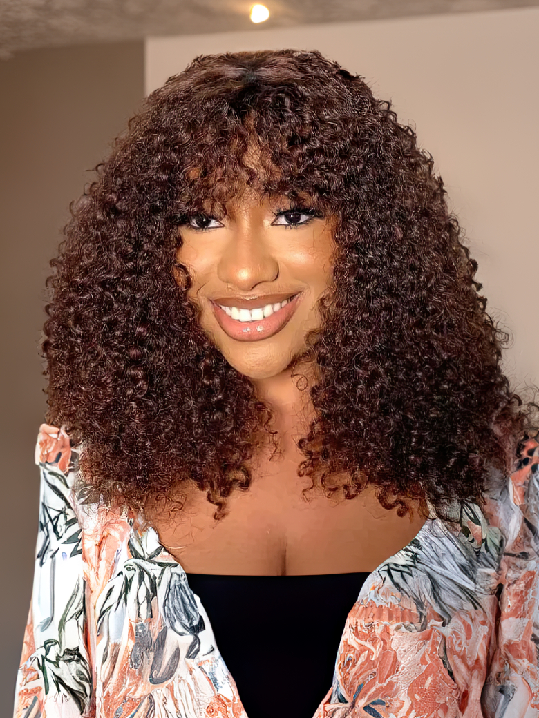 Tight Ringlests Curly Fringe Glueless Short Wig 150% Density