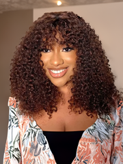 Tight Ringlests Curly Fringe Glueless Short Wig 150% Density
