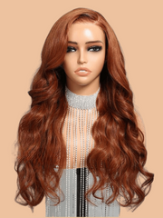 BOGO 13x4 Lace Front Copper Brown Body Wave Wig Ginger Brown 150% Density Pre plucked Hairline