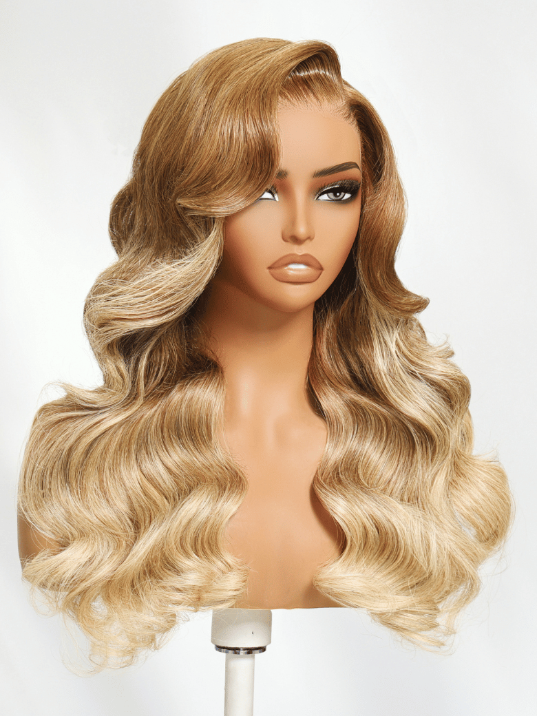 Bye-Bye Knots Wig 7x5 Lace Loose Wave Honey Blonde Ombre Wig 180% Density