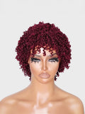 Petaluxe Glueless Burgundy Afro Kinky Curly 100% Human Hair Wig