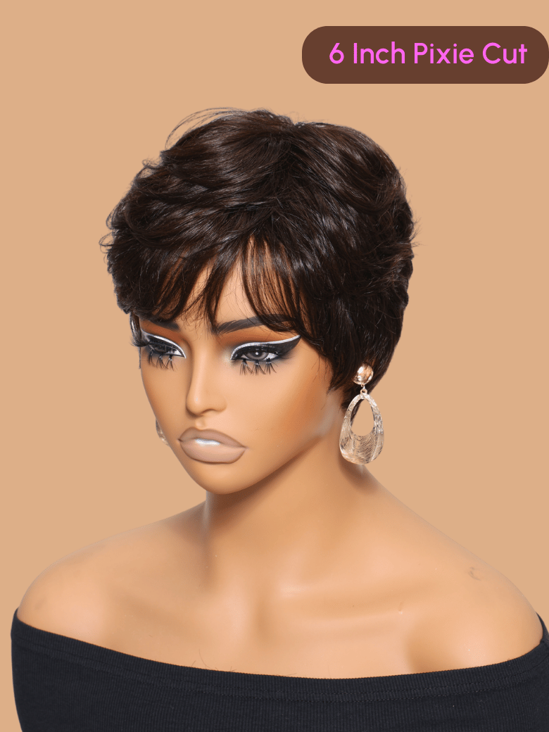 $19.9 Get 4 Inch Short Curly Or 6 Inch Pixie Cut Human Hair Wig