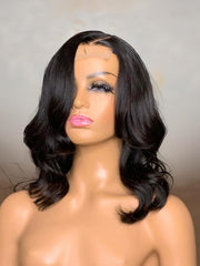 5x5 Closure HD Lace Black Shoulder Length Bob Body Wave Glueless Wig