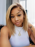 Petaluxe Ombre Brown Layered Lob Lace Front Wig