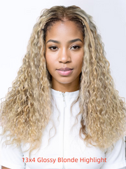 13x4 Lace Frontal Burgundy Plum With Dark Roots Water Wave Pre-Everything Wig