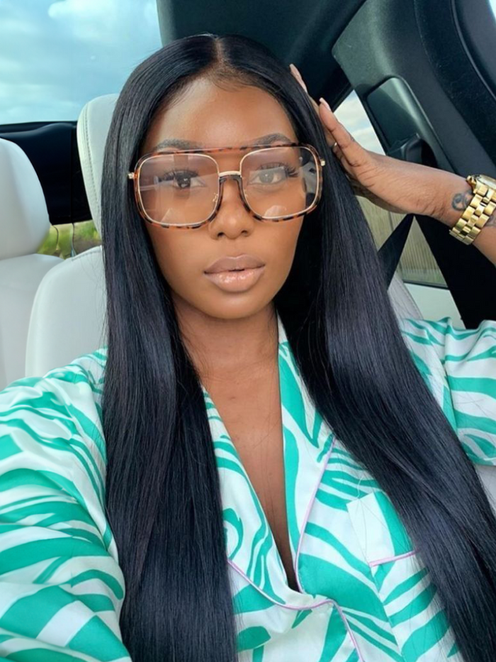 Petaluxe [From 18"] 6x4.5 Pre Cut Lace Put On And Go Glueless Kinky Straight 150% Density Black Air Wig