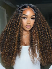 EasiContour? V Part Minimal Glueless Curly Glueless Wig With Invisi Drawstring 100% Human Hair 150% Density