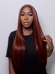 Dark Auburn Straight Remy Human Hair 3 Bundles With Closure Deal