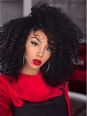 Natural Black Afro Kinky Curly Human Hair Glueless Wig for Sale