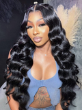 Petaluxe [200% Density] Pre Cut 6x4.5 Lace Body Wave Black Wig With Breathable Cap Air Wig