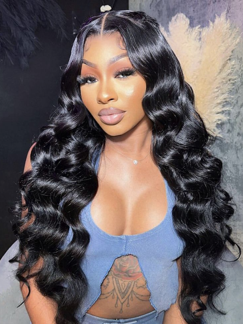 [200% Density] Pre Cut 6x4.5 Lace Body Wave Black Wig With Breathable Cap Air Wig