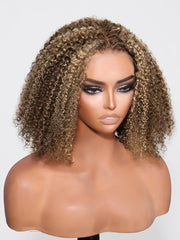 13x4 Lace Front Honey Blonde Kinky Curly Bob Wig