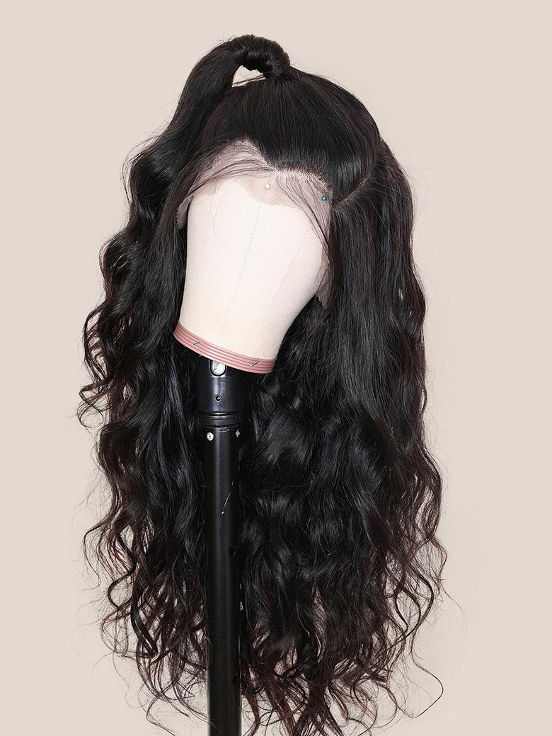 13x4 Deep Side Lace Frontal Body Wave Black Wig Versatile Parting