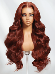 7x5 Bye Bye Knots Wig Glueless Lace Reddish Brown Body Wave Bleached Knots Wig
