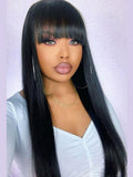 Petaluxe 13x4 Transparent Lace Frontal Straight Hair With Bangs Pre Plucked Human Hair Wig