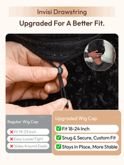 InvisiBlend? V Part Curly Texture Drawstring Human Hair Wig With Finger Coil Ends