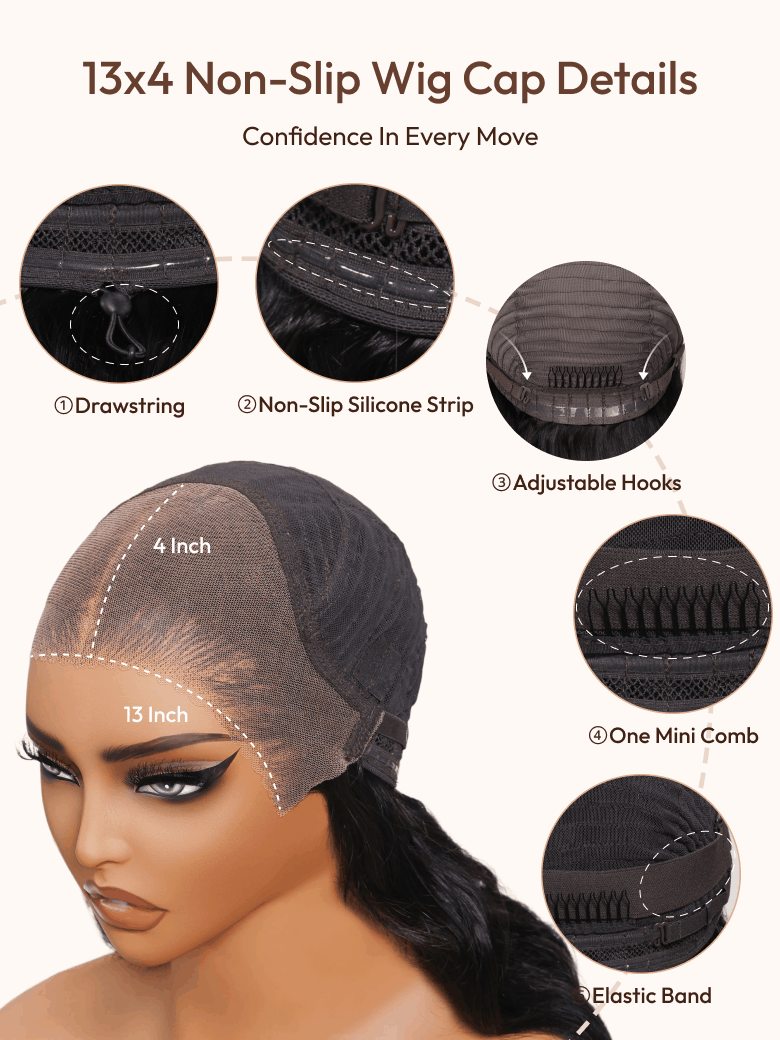 13x4 Pre-Everything? Wig With Loose Wave Face-Framing Layers And Side-Swept Bangs With Invisible drawstring
