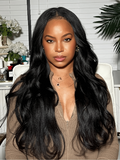 Petaluxe [From 20 Inch] Bye-Bye Knots 7x5 Natural Lace Black Yaki Wig with Soft Layers & Pre-Plucked Hairline 150% Density