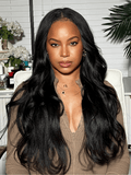 Petaluxe [From 20 Inch] Bye-Bye Knots 7x5 Natural Lace Black Yaki Wig with Soft Layers & Pre-Plucked Hairline 150% Density Wig