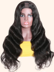 250% High Density Body Wave U Part Human Hair Sew In Wig