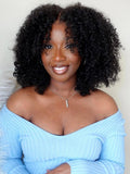 [From $59] Petaluxe Kinky Curly Super Bouncy Middle Lace Tpart Natural Black Human Hair Wigs