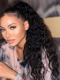 Petaluxe Machine-Made Black Deep Wave Clip-In Ponytail Extension