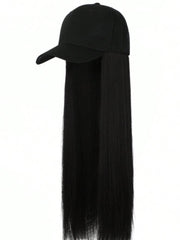 Black Straight Baseball Hat Glueless Wig