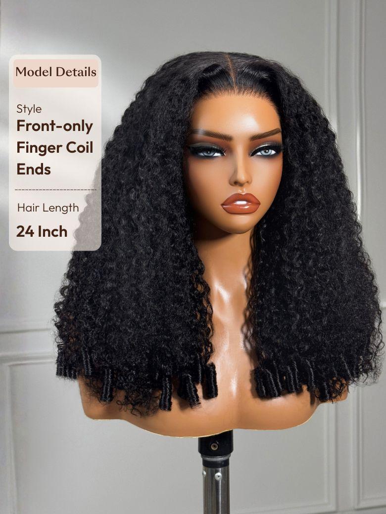 Bye-Bye Slip 7x5 Lace & 13x4 Pre-Everything Curly Texture Premium Hair Drawstring Wig With Finger Coil Ends