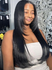 [From 28"] 250% High Density 13x4 Lace Front Inner Buckle Straight Butterfly Layered Haircut