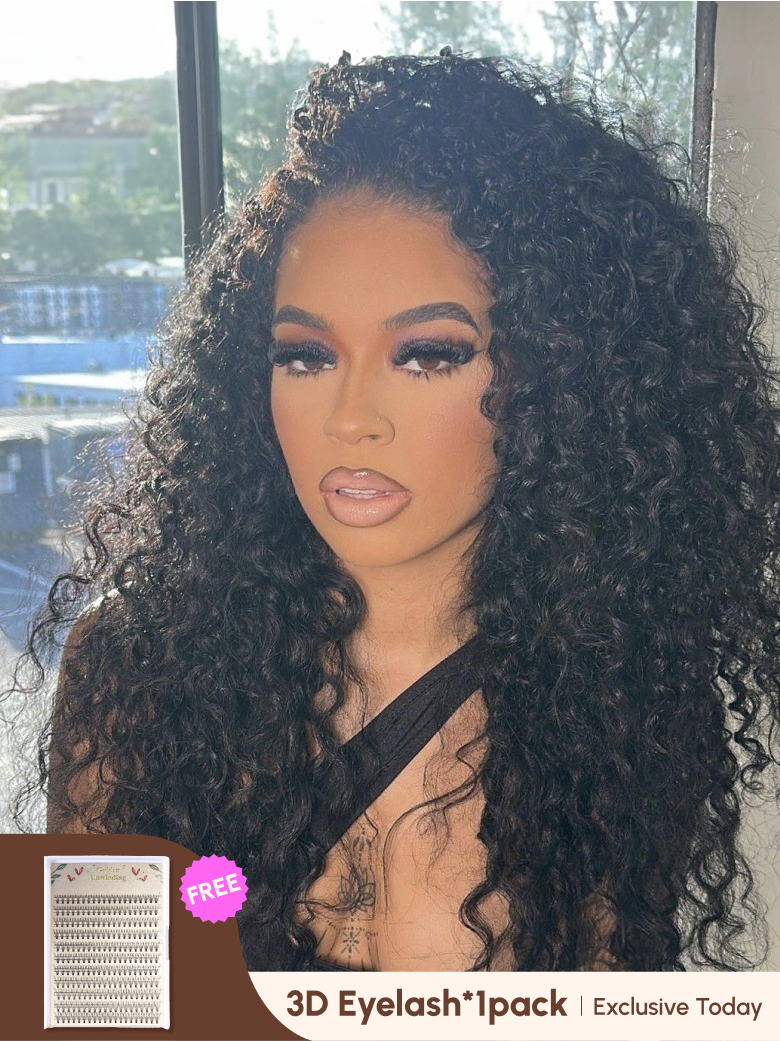 13x6 HD Lace Front Human Hair Curly 180 Density Wig