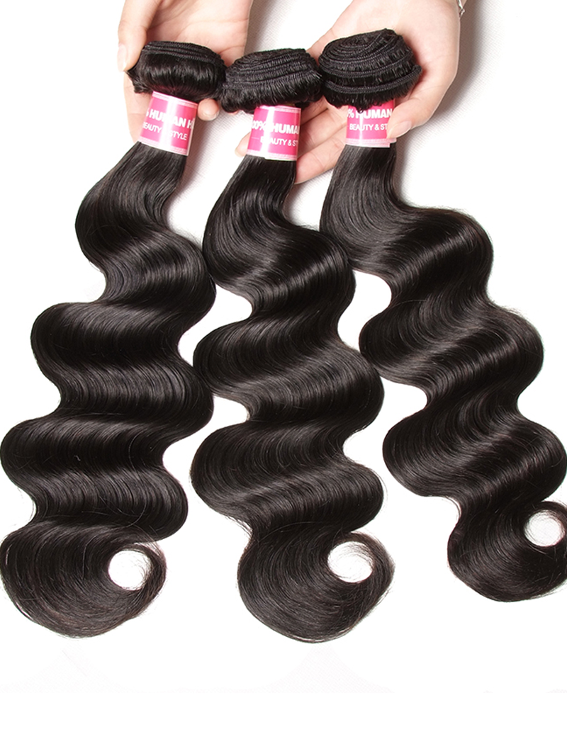 Hair 3 Bundles Brazilian Body Wave With T Part Lace Closure