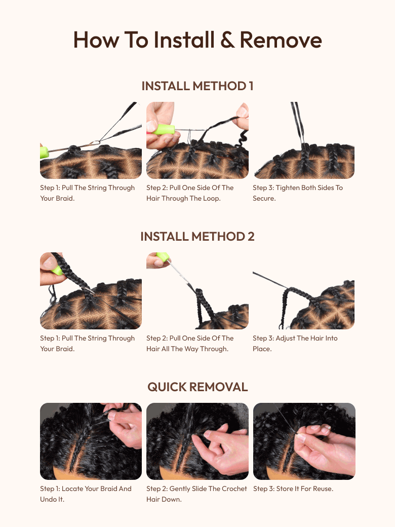Feather Crochet Human Hair Black Water Wave Micro Ring Loop Hook & Slay