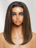Petaluxe 7x5 Bye Bye Slip? Lace Balayage Highlights Yaki Straight Bob Wig with Invisi Drawstring