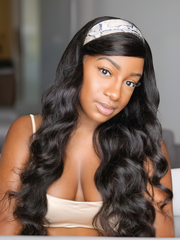 Put On And Go Headband Body Wave Human Hair Glueless Half Wig